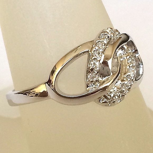 Infinity Knot Ring Size 10 Love Cocktail Statement Silver Rhodium Plated CZ - Picture 5 of 10